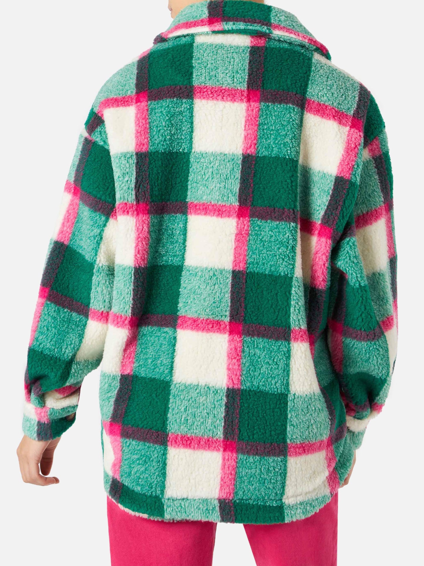 Sovracamicia da donna in sherpa con fantasia tartan