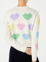 Woman sweater with hearts print and I'm in Love embroidery