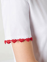 T-shirt da donna in cotone con cuore ricamato