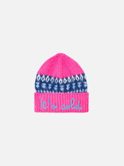 Woman soft beanie with nordic jacquard and embroidery - MC2 Saint Barth