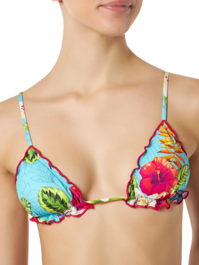 Top a triangolo donna con stampa Ibiscus