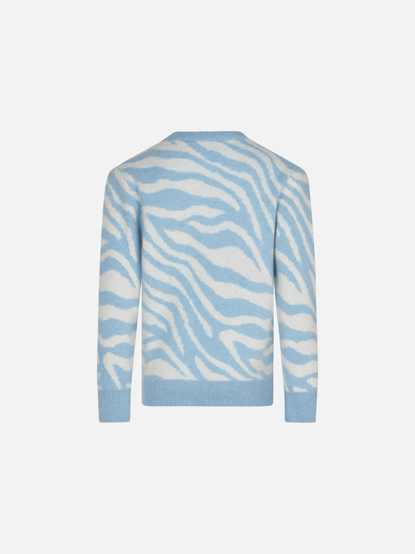 Girl zebra print brushed sweater with Wild Girl embroidery