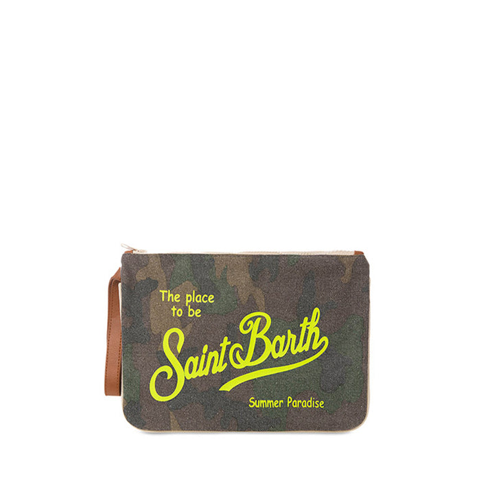Parisienne canvas pochette with camouflage print