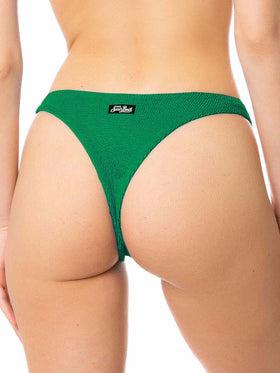 Grüner Crinkle-Bralette-Bikini für Damen mit frecher Badehose
