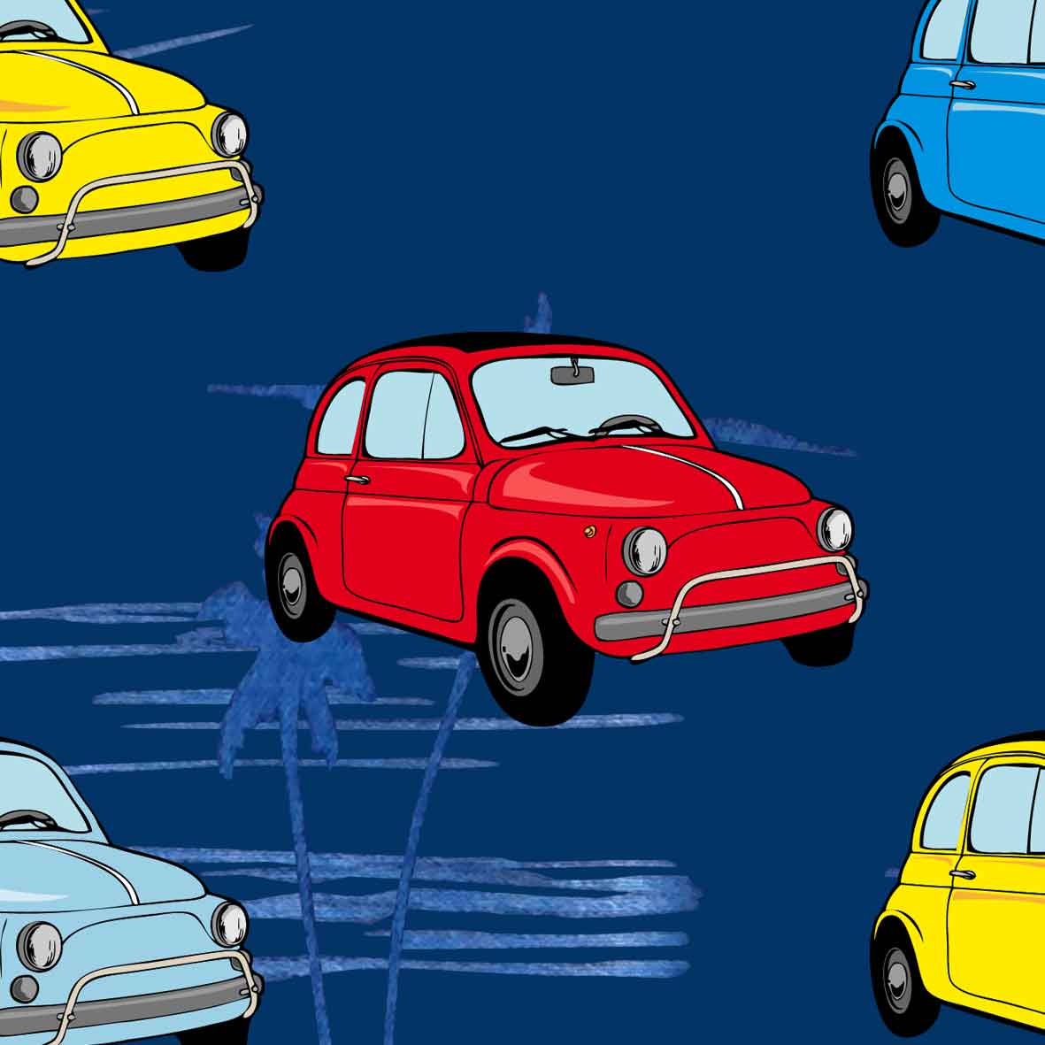 Badeshorts für Jungen mit mehrfarbigem Autos-Print