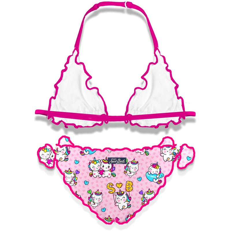 Girl triangle bikini with unicorn print