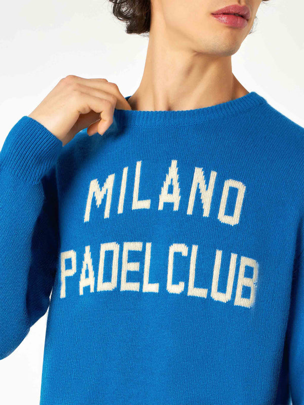 Man sweater with Milano Padel Club jacquard print