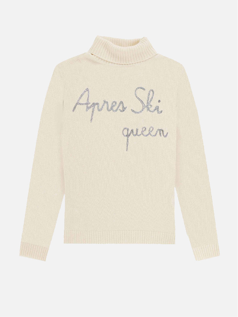 Woman turtleneck sweater Apres Ski queen lurex embroidery