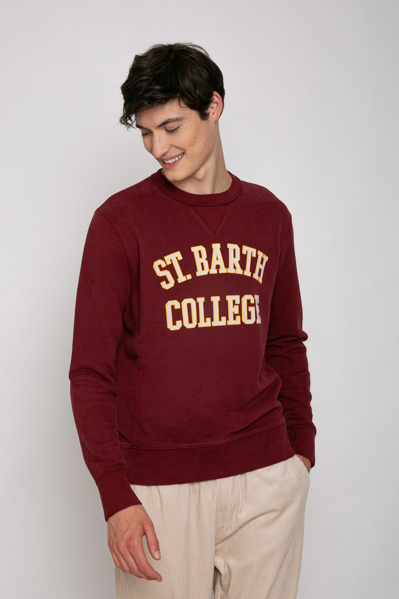 Felpa bordeaux stampa St. Barth College