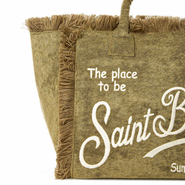 Vanity Umhängetasche aus Frottee in Militärgrün