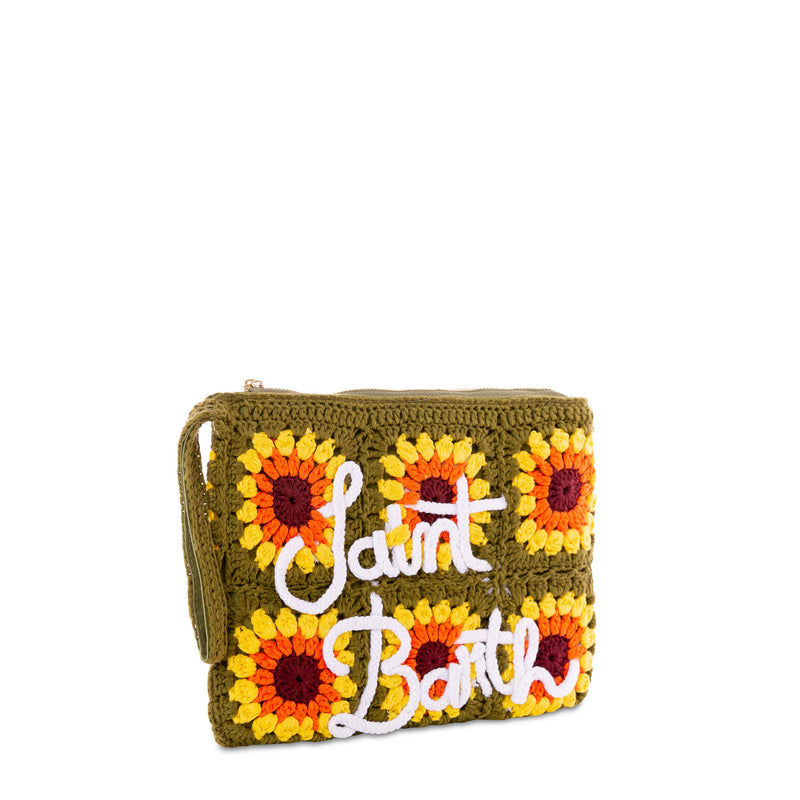 Parisienne-Häkelclutch mit Sonnenblumenstickerei