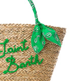 Woman straw bag with embroidery