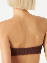 Top a fascia marrone crinkle