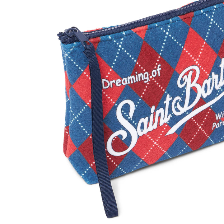 Aline wooly pochette with argyle print
