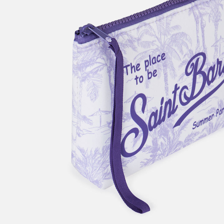 Aline scuba pochette with toile de jouy print