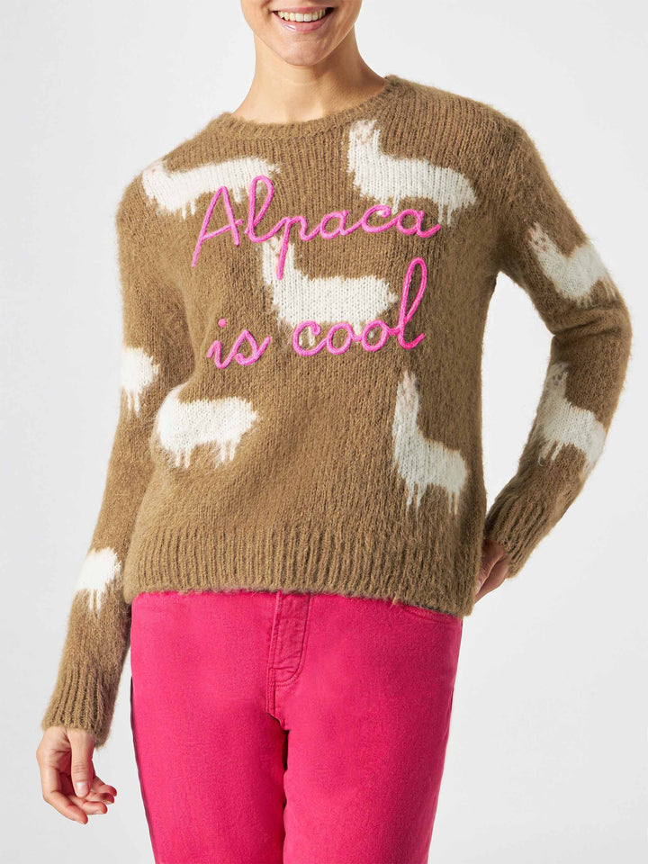 Woman brushed sweater with Alpaca and Alpaca is cool embroidery - MC2 Saint Barth