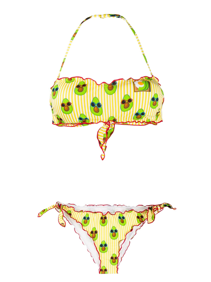 Bandeau-Bikini für Damen mit Avocado-Print