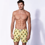 Mid-length swim shorts avocado toast striped print