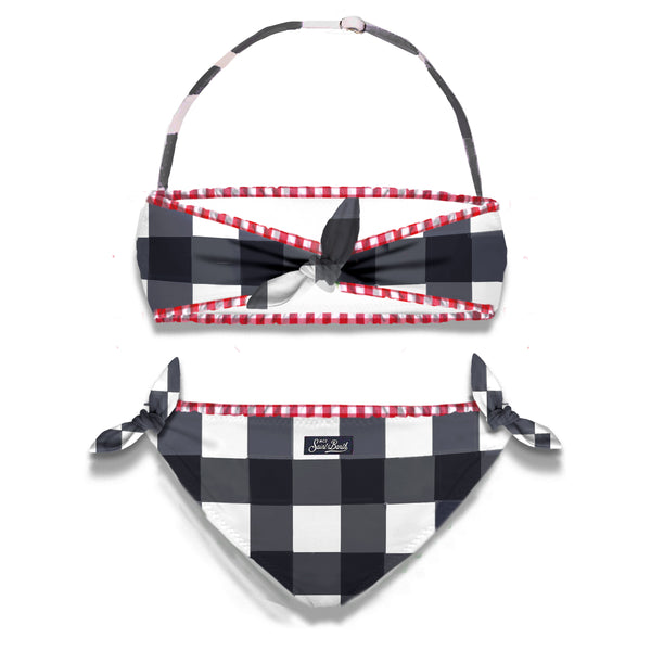 Bikini da bambina a bralette stampa vichy