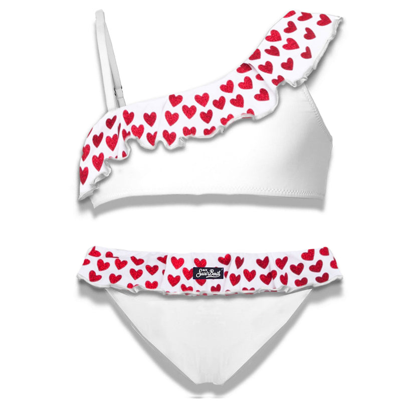 Bikini da bambina monospalla con volant