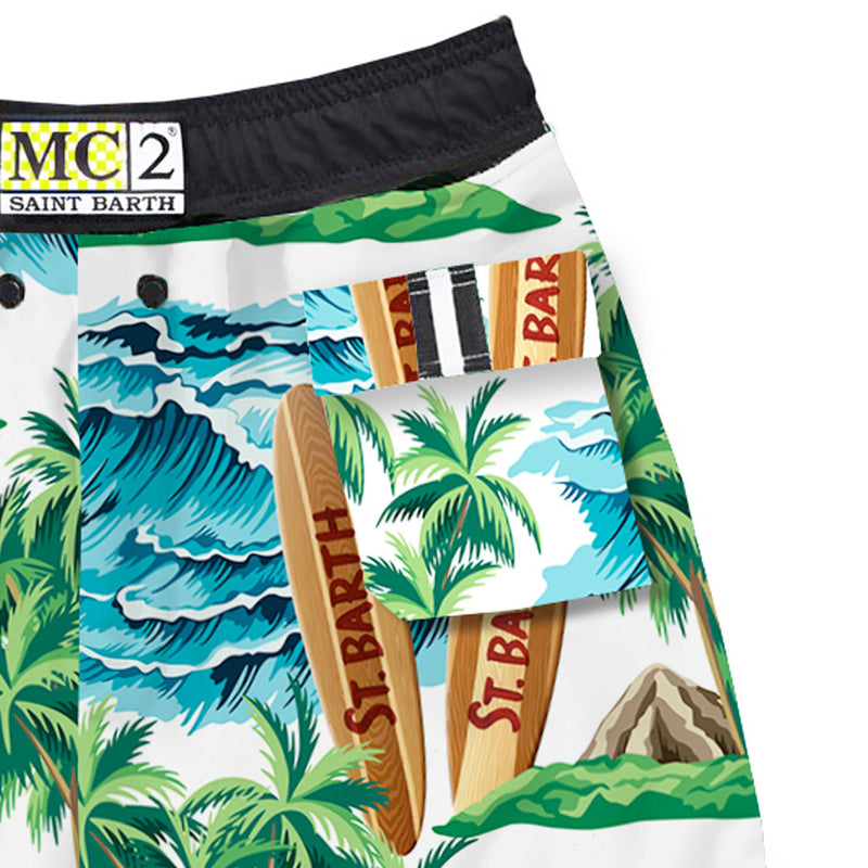 Costume da bagno con stampa hawaiana stile surf