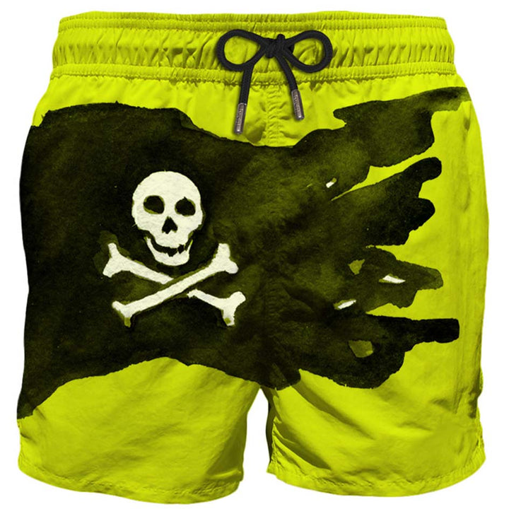 Mittellange Badeshorts mit Totenkopf-Flaggenprint