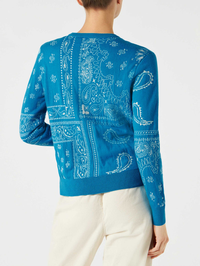 Damenpullover mit Bandana-Print und Saint-Barth-Stickerei