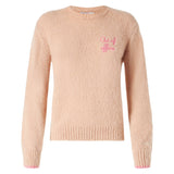 Woman beige brushed sweater with embroidery