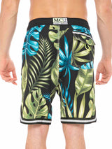 Badeshorts mit tropischem Print im Surf-Stil