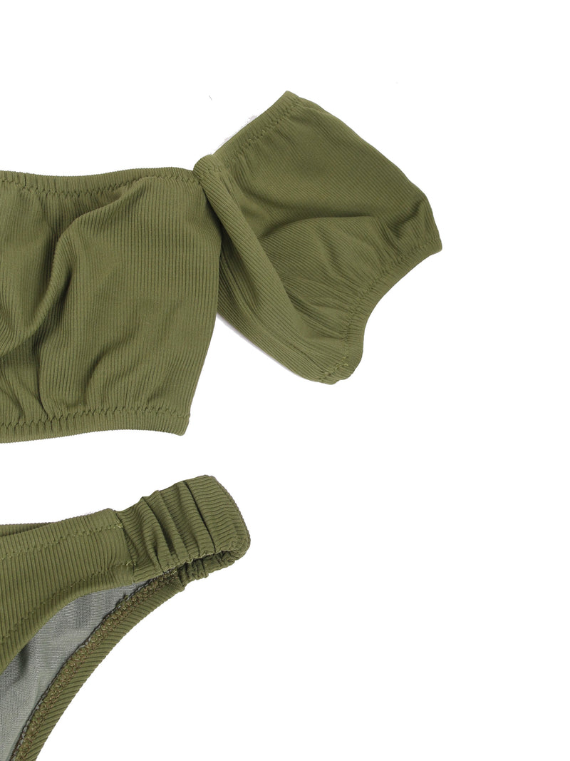 Military green bandeau bikini