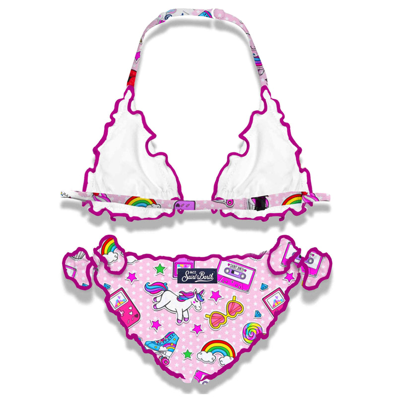 Bikini da bambina a triangolo con fantasia