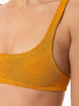 Woman ochre crinkle bralette bikini