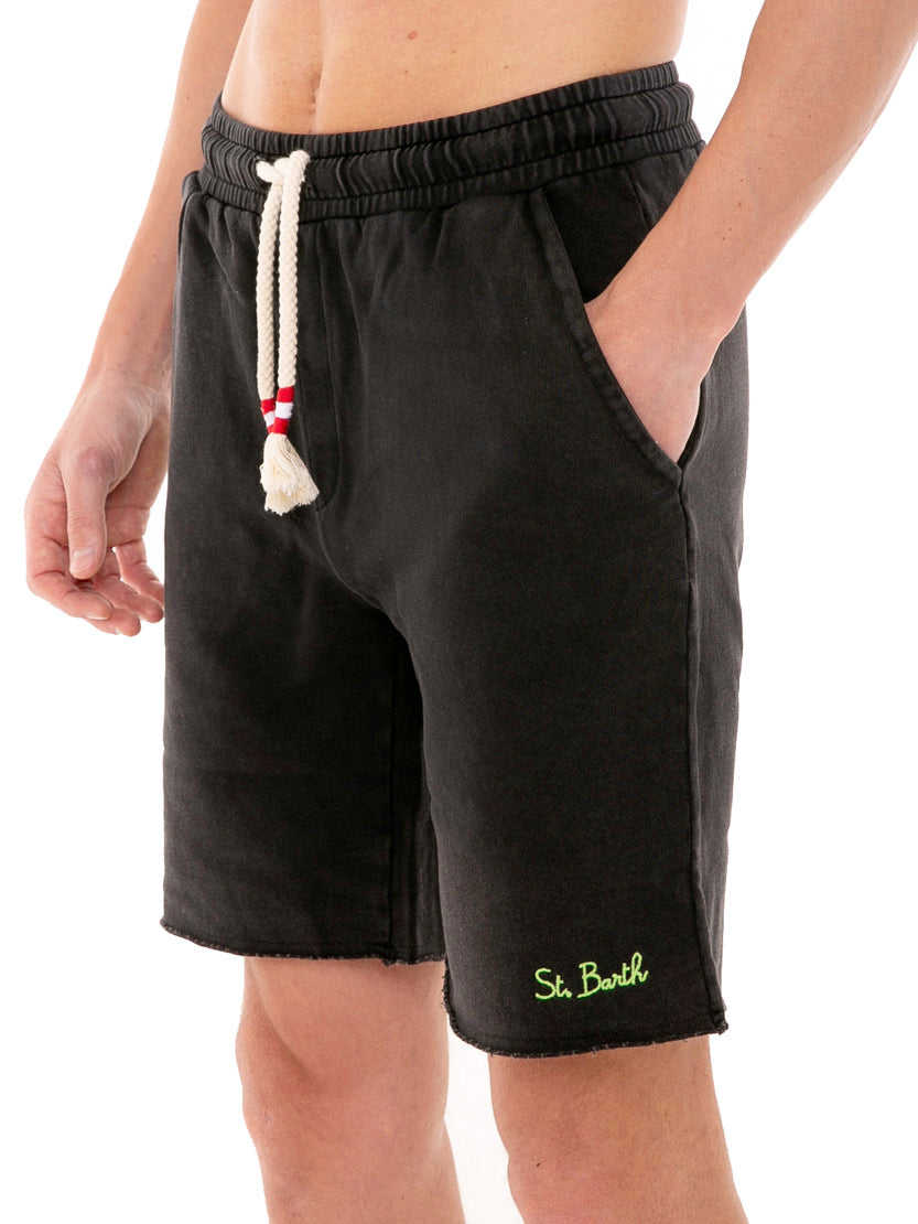 Black cotton man bermuda faded look - MC2 Saint Barth