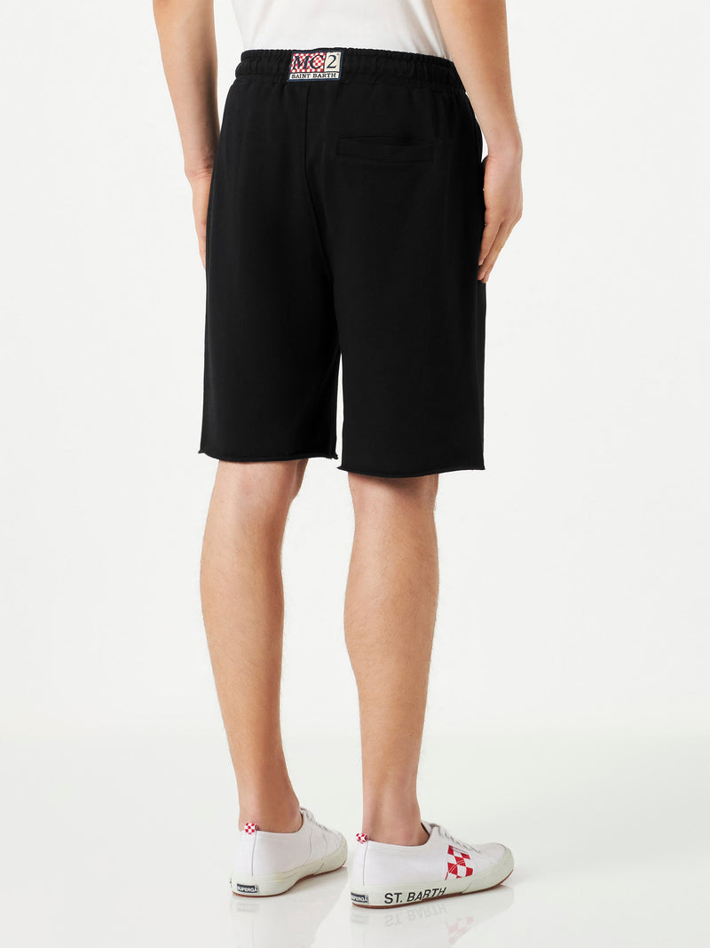 Man black cotton bermuda