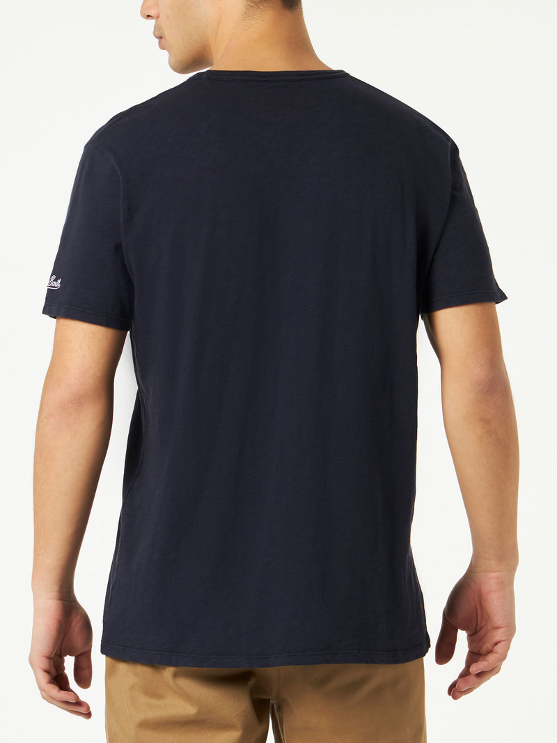 T-shirt da uomo blu navy con taschino frontale