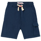 Boy blue navy linen bermuda shorts