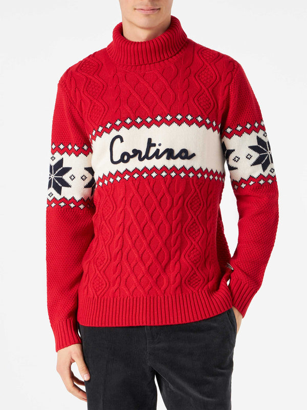 Pullover mit halbem Rollkragen und Cortina-Schriftzug