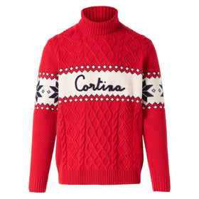 Maglione mezzo collo alto con scritta Cortina