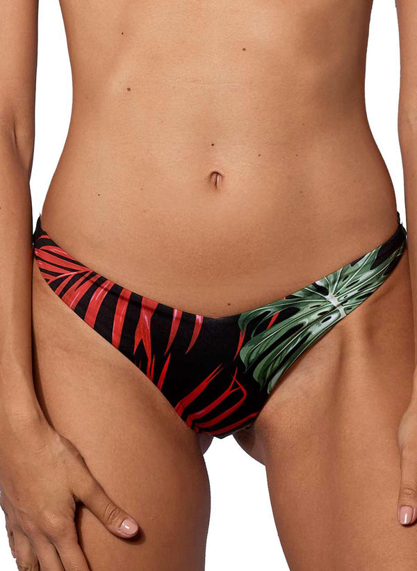 Tropical print cheeky swim briefs