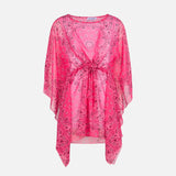 Fluo-Rosa-Kaftan mit Bandana-Print