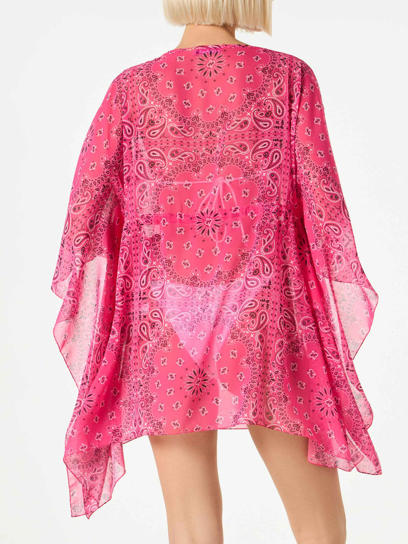 Fluo-Rosa-Kaftan mit Bandana-Print