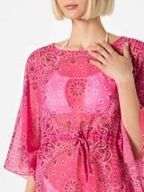 Fluo-Rosa-Kaftan mit Bandana-Print