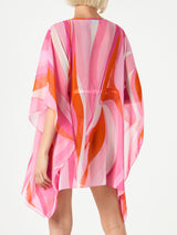 Pink and orange wave print caftan