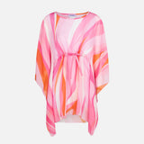 Pink and orange wave print caftan