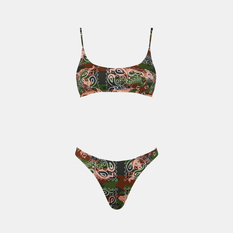 Damen-Bralette-Bikini mit nachgeahmtem Bandana-Print