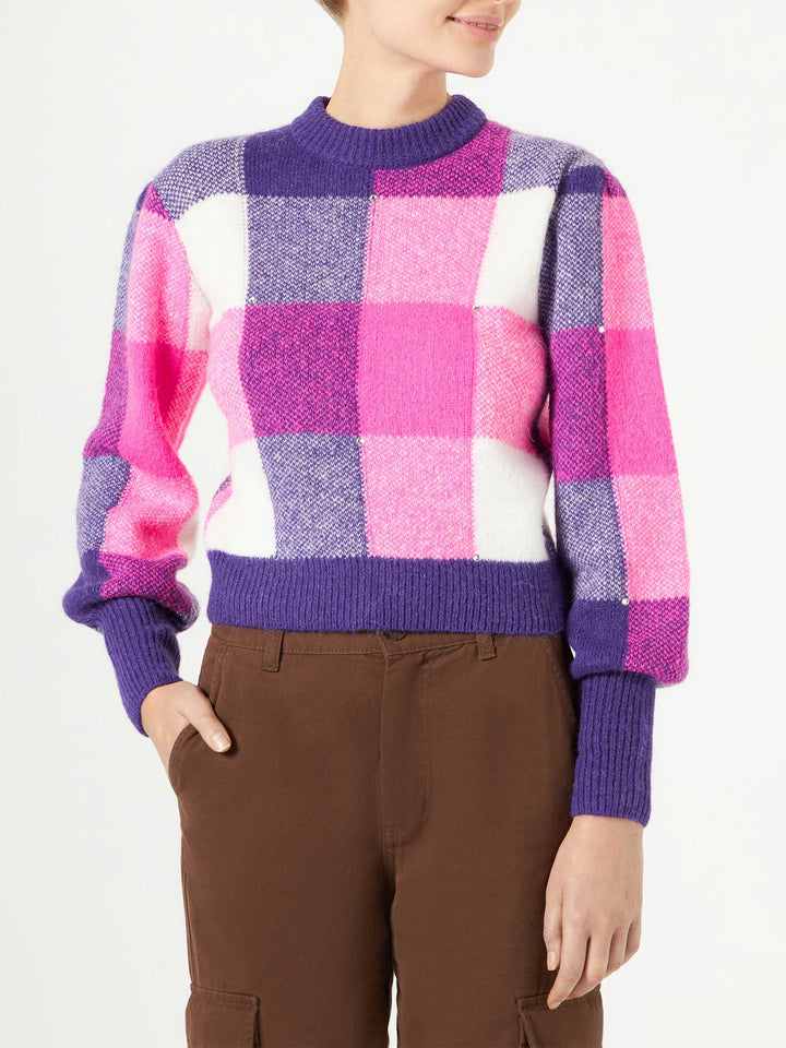 Woman brushed sweater with rhinestones - MC2 Saint Barth