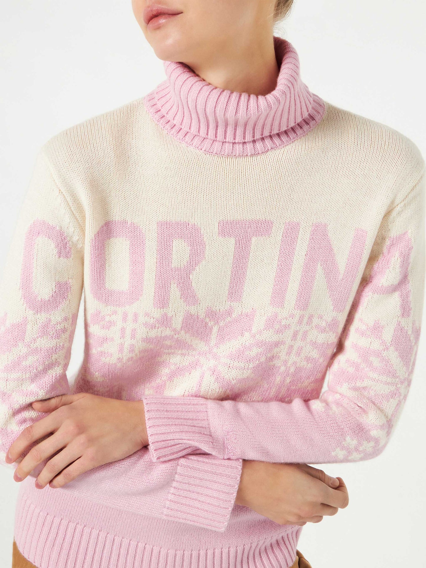 Maglione da donna a collo alto con jacquard Cortina