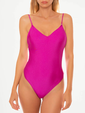 Woman fuchsia one piece swimsuit (shoulder straps sold separately) | APERIKINI COLLECTION - MC2 Saint Barth
