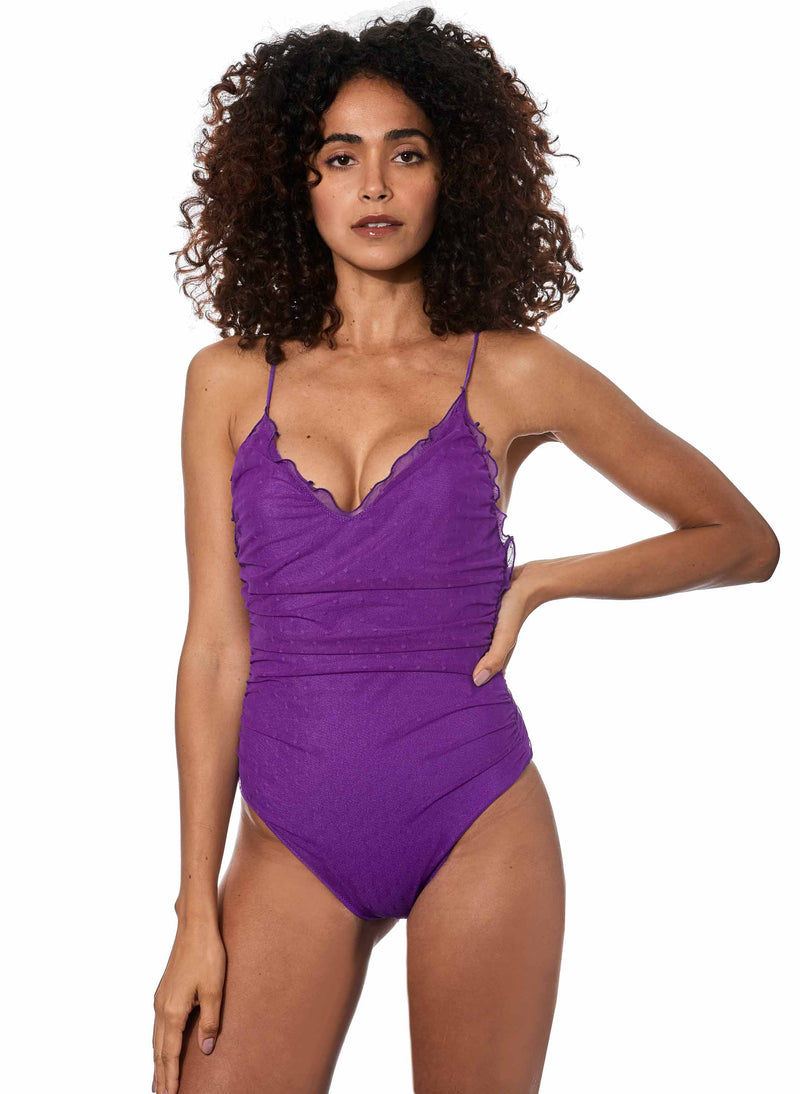 Purple one piece swimsuit