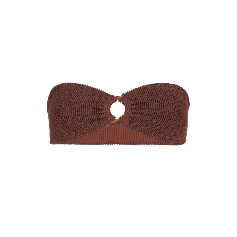 Crinkle brown bandeau top